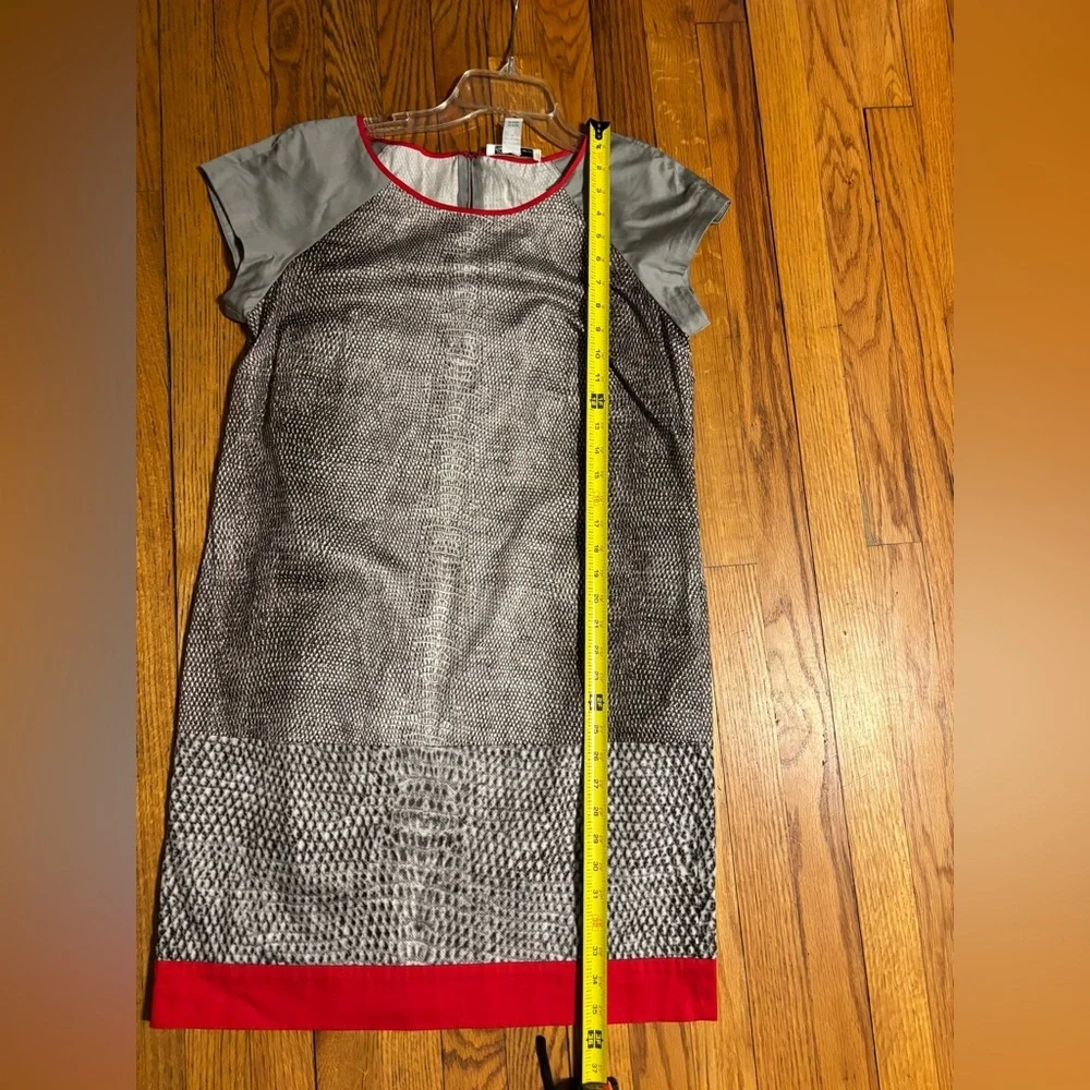 Kenneth Cole New York Gray Snake-Print Shift Dress with Red Trim - Picture 8 of 9